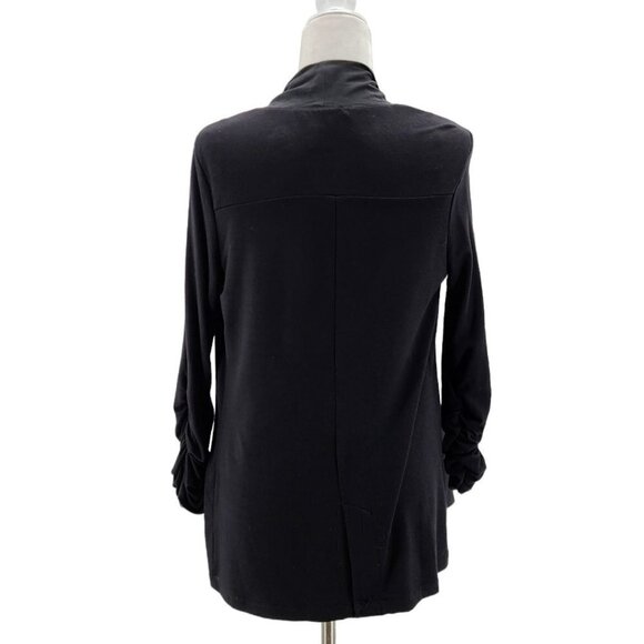 NWT Grace Elements Black Ruched Sleeve Duster Cardigan Womens Small - Picture 4 of 9